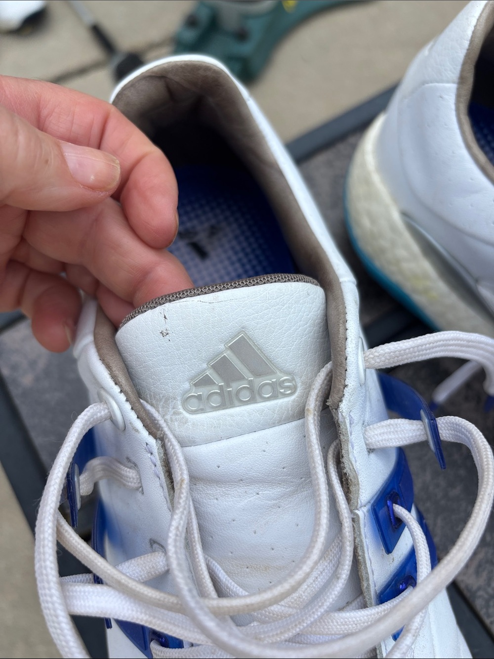 Adidas White golf shoes with Blue Accents - Athletic Casual - Picture 4 of 4